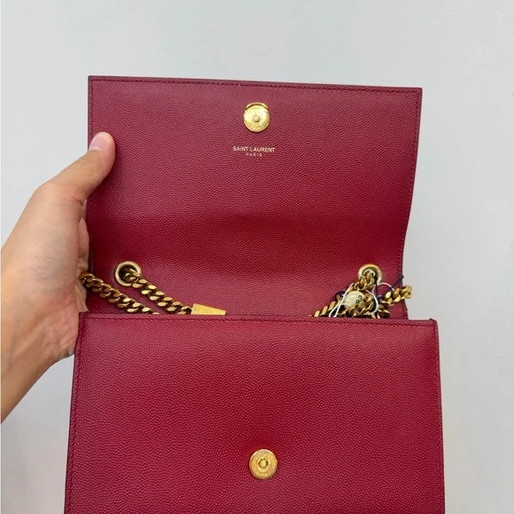 Saint Laurent Burgundy Shoulder Bag with Gold Chain - Picture 7 of 15